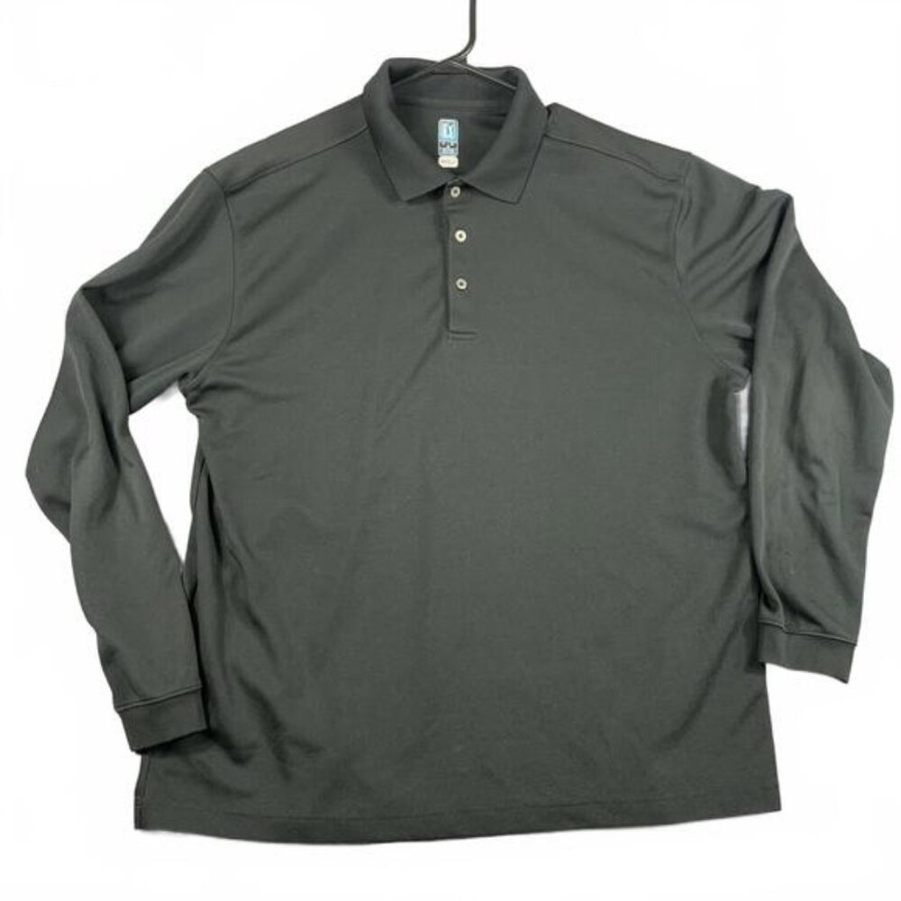 PGA Tour Mens Size L Airflu Long Sleeve Polo Shirt Black